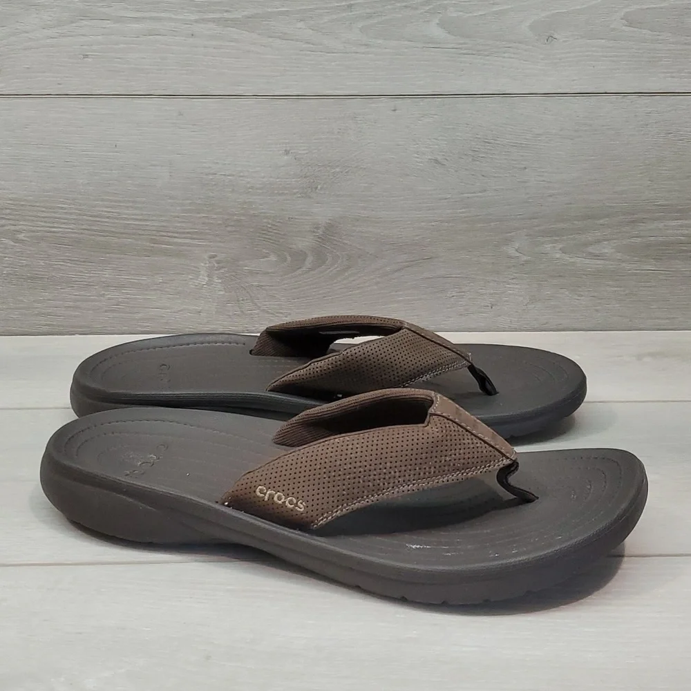 Crocs Mens Comfort Outdoor Rubber Thong Sandals Flats shoes sz 12